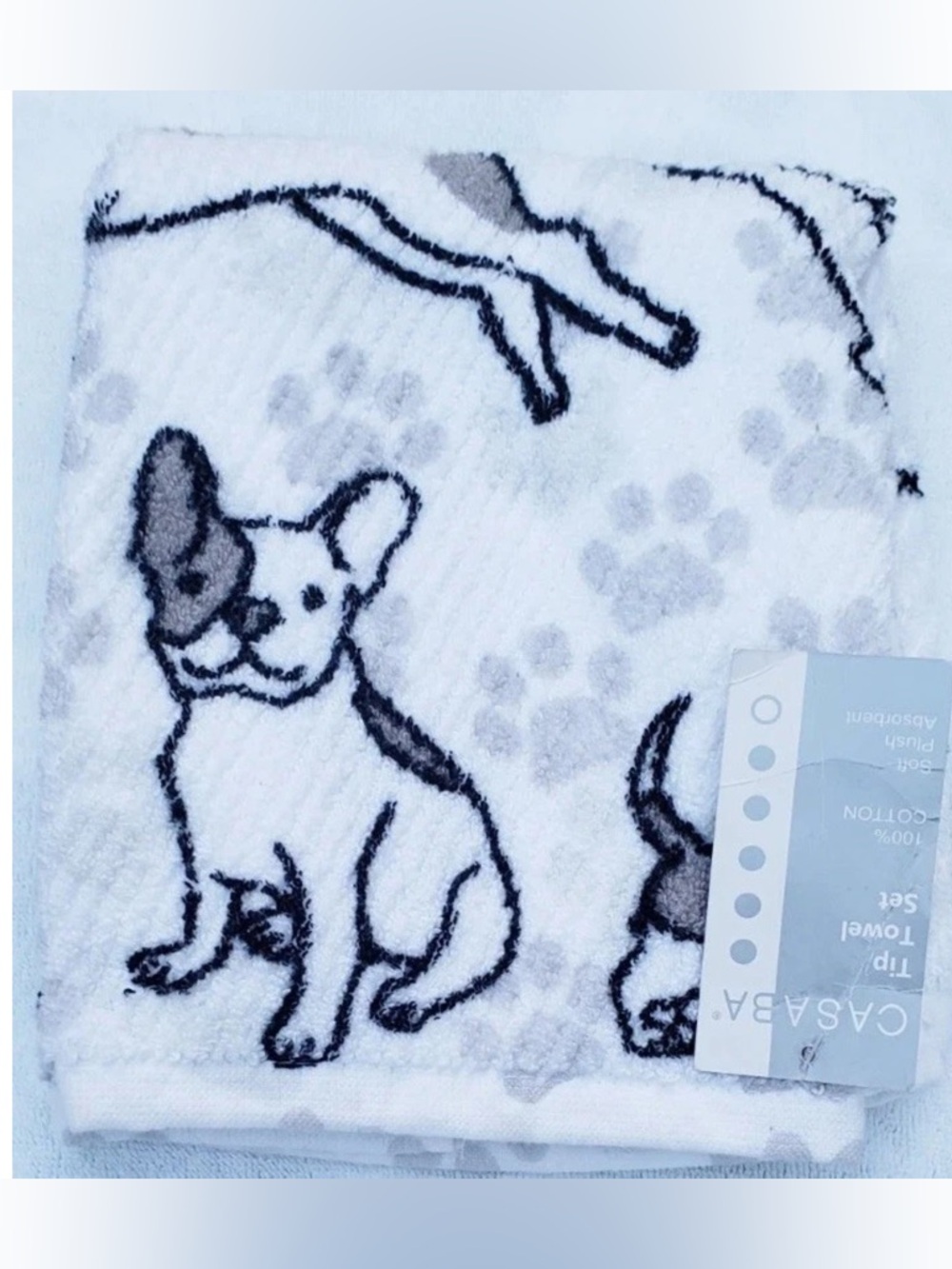 Casaba Home Super Cute Black And White Dog Print Set Of 2 Tip Towel - NWT